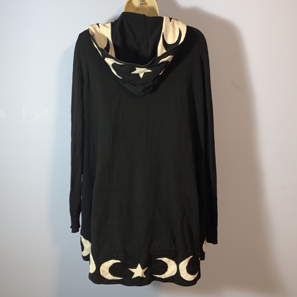 Hot topic celestial black white stars moon hooded open cardigan small cotton mix - Picture 6 of 11